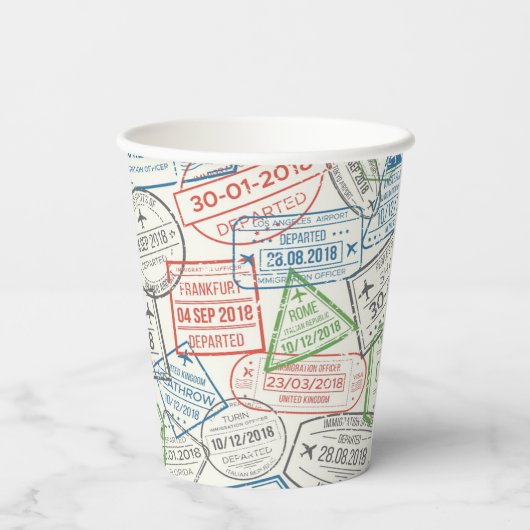 Gobelets En Papier Timbre Visa de voyage (Verso)