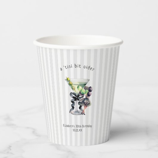 Gobelets En Papier Tini Bit plus âgé | Martini Thématique Anniversair (Recto)