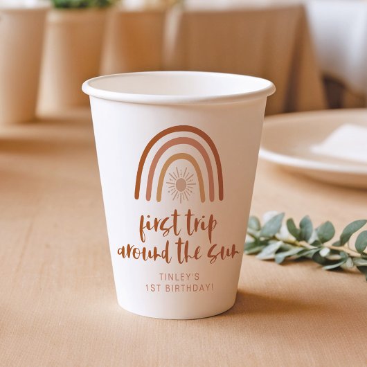 Gobelets En Papier TINLEY Boho Terracotta arc-en-ciel soleil premier 