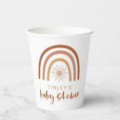 Gobelets En Papier TINLEY Boho Terracotta Rainbow Sun Baby Invitation (Recto)