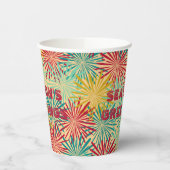 Gobelets En Papier Tinsel de Noël rétro PomPoms (couleurs tropicales) (Gauche)
