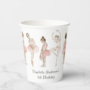 Gobelets En Papier Tiny Dancer Ballerine Rose Fête d'anniversaire Fil