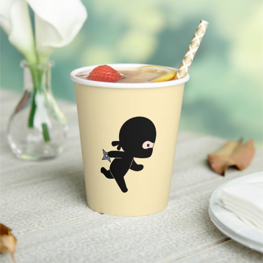 Gobelets En Papier Tiny Ninja coule sur Jaune (Insitu)
