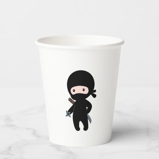 Gobelets En Papier Tiny Ninja tenant l'étoile à lancer (Verso)