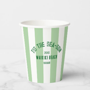 Gobelets En Papier Tis Sea Son Custom Beach Christmas Gree Stripe