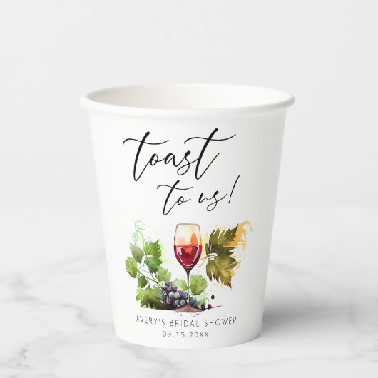 Gobelets En Papier Toast Chic Pour Nous Aquarelle Thème Vin (Recto)