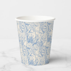 Gobelets En Papier Toile bleu océan élégant