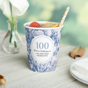 Gobelets En Papier Toile Bleue Française 100e anniversaire