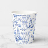 Gobelets En Papier Toile De Jouy Bleu Bunny Pâques (Droite)
