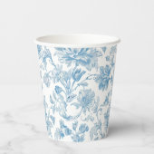 Gobelets En Papier Toile-de-jouy Chinoiseries Blue Floral Pattern (Verso)
