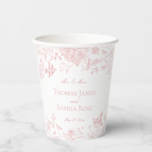 Gobelets En Papier Toile Rose De Jouy Vintage Floral Mariage Café