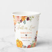 Gobelets En Papier Tombe en amour or automne Floral Citrouille Mariag (Verso)