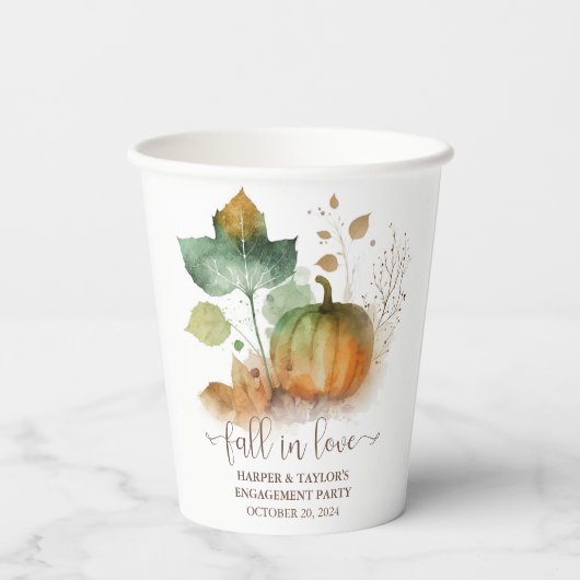 Gobelets En Papier Tomber dans l'amour Rustique Élégant Citrouille (Verso)