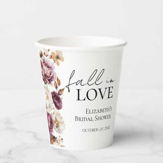 Gobelets En Papier Tombez amoureux de la Mariée d'Automne Bourguignon (Recto)