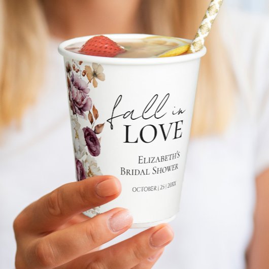 Gobelets En Papier Tombez amoureux de la Mariée d'Automne Bourguignon