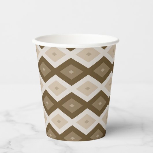 Gobelets En Papier Tons de motif diamant brun (Recto)