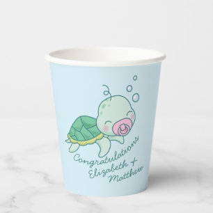Gobelets En Papier Tortue de mer mignonne Baby shower Kawaii Rose Gir