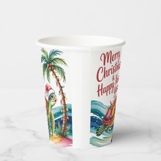 Gobelets En Papier Tortue de Noël au paradis (Droite)