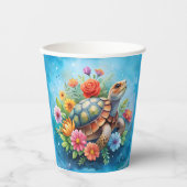 Gobelets En Papier Tortue florale (Recto)