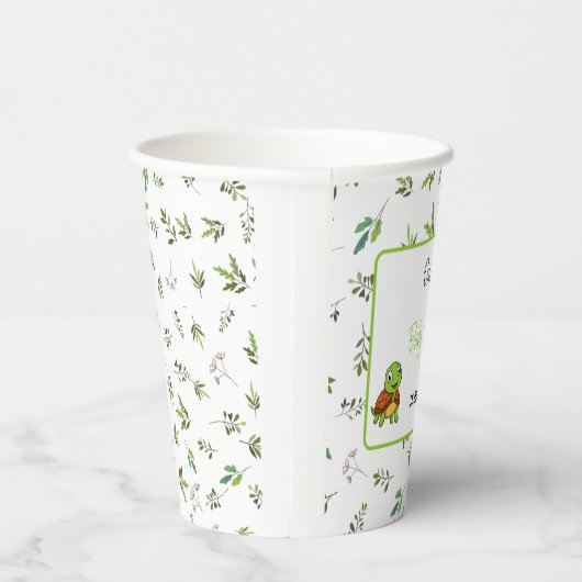 Gobelets En Papier Tortues vertes mignonnes deux feuilles motifs (Droite)