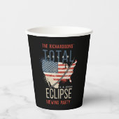 Gobelets En Papier Total Solaire Eclipse 4.8.2024 USA Carte personnal (Recto)