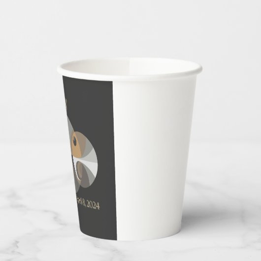 Gobelets En Papier Total Solar Eclipse 2025 drôle de design. Totalité (Gauche)