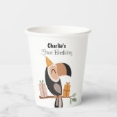 Gobelets En Papier Toucan avec casquette de fête, anniversaire (Recto)