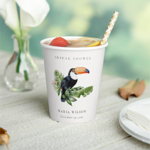 Gobelets En Papier Toucan de la Forêt Tropicale Pluie Mariage