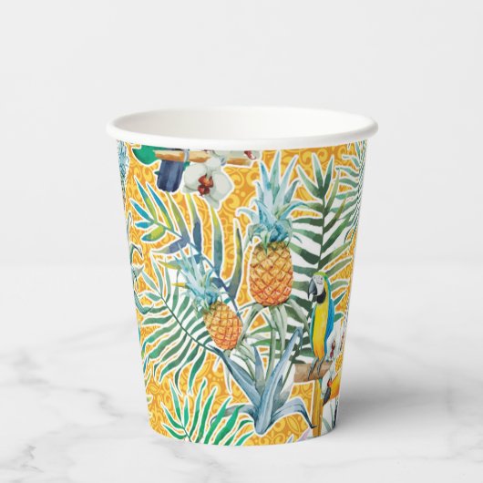 Gobelets En Papier Toucans et ananas Luau Cups (Verso)