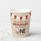 Gobelets En Papier Toucher Le Grand | Baseball 1er anniversaire (Verso)