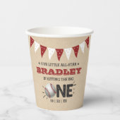 Gobelets En Papier Toucher Le Grand | Baseball 1er anniversaire (Recto)