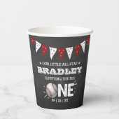 Gobelets En Papier Toucher Le Grand | Baseball 1er anniversaire (Verso)