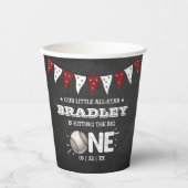 Gobelets En Papier Toucher Le Grand | Baseball 1er anniversaire (Recto)