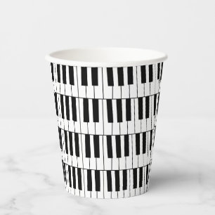 Gobelets En Papier Touches de piano noir et blanc Pianiste Musicien F