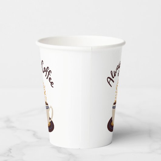Gobelets En Papier Toujours Café Diffusant Chaud Avec Arrière - plan  (Droite)