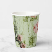 Gobelets En Papier tour eiffel chic à la menthe rose à fleurs paris (Gauche)