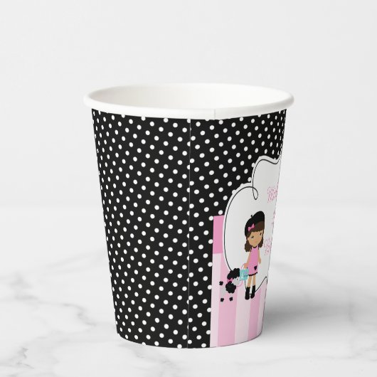 Gobelets En Papier Tour Eiffel Fille Africaine Américaine (Droite)