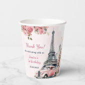 Gobelets En Papier Tour Eiffel Florale Paris 1er Anniversaire Tasses (Verso)