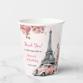Gobelets En Papier Tour Eiffel Florale Paris 1er Anniversaire Tasses (Recto)