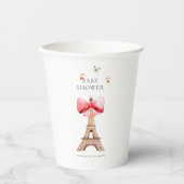 Gobelets En Papier Tour Eiffel Paris Baby shower aquarelle (Recto)