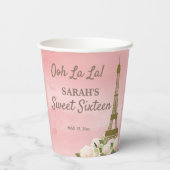 Gobelets En Papier Tour Eiffel Pink Gold Sweet 16 (Verso)