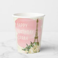 Tour Eiffel Rose Or Glitter Joyeux Anniversaire