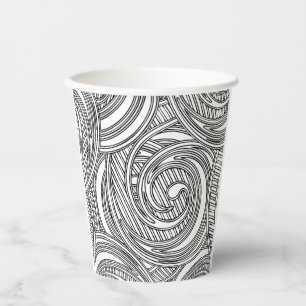 Gobelets En Papier Tourbillons noirs et blancs