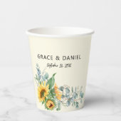 Gobelets En Papier Tournesol aquarelle rustique Eucalyptus Verdure (Recto)