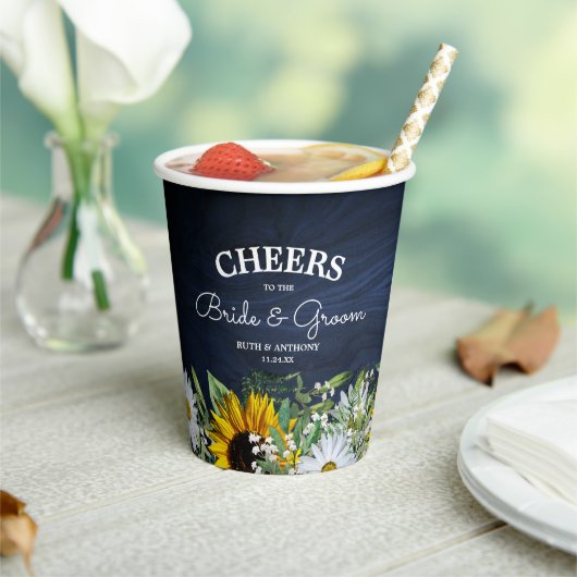 Gobelets En Papier Tournesol bleu de la marine russe|Daisy (Insitu)