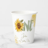 Gobelets En Papier Tournesol d'aquarelle premier anniversaire (Verso)