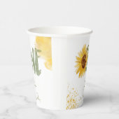 Gobelets En Papier Tournesol d'aquarelle premier anniversaire (Droite)