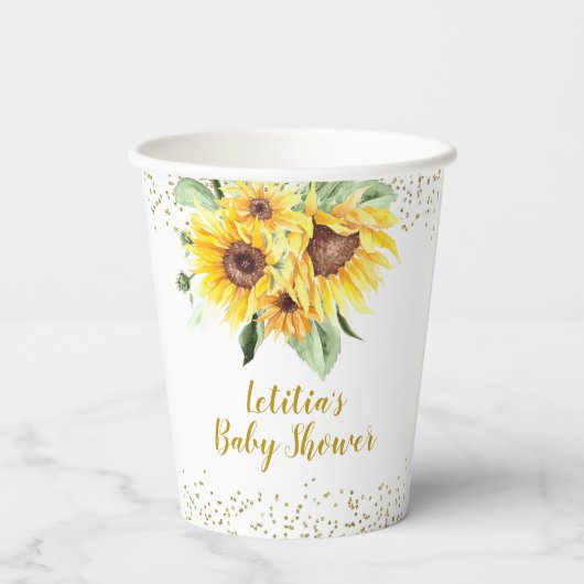 Gobelets En Papier Tournesol est en route Baby shower Paper Cup (Verso)