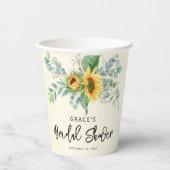 Gobelets En Papier Tournesol rustique Eucalyptus Fête des mariées ver (Recto)