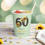 Gobelets En Papier Tournesols Cheers to 60th Birthday Paper Cups<br><div class="desc">Portez un toast à soixante merveilleuses années avec nos Sunflowers Cheers to 60th Birthday Paper Cups. Dans un vert menthe rafraîchissant, ces tasses présentent un design qui célèbre l'étape du 60e tour. L'illustration montre le chiffre 60 orné de gracieux tournesols, ajoutant une touche de beauté naturelle à l'occasion. Ces tasses...</div>